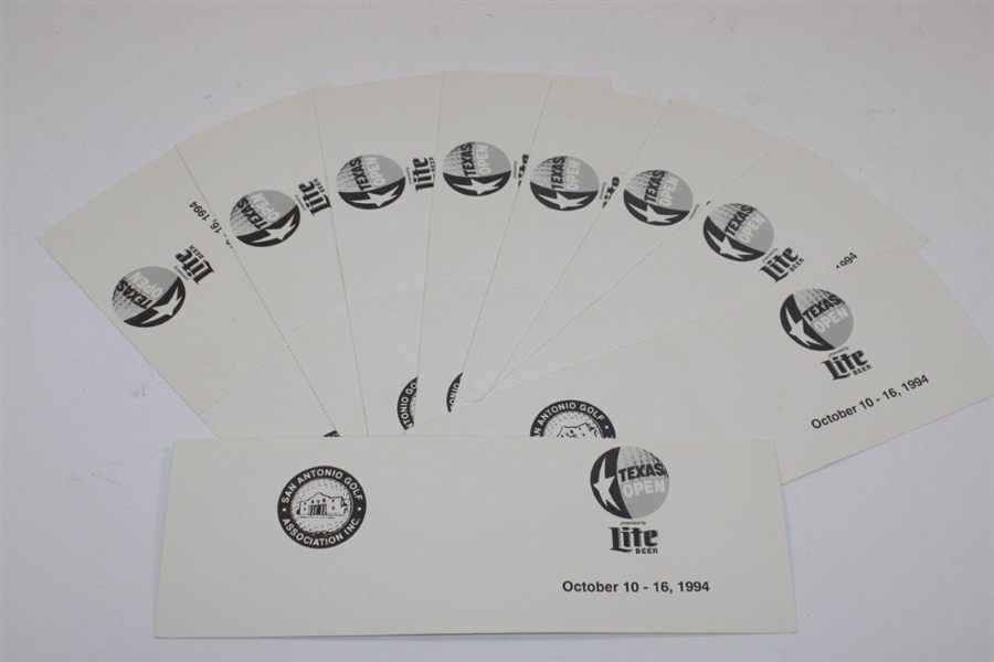 Nine (9) 1994 Texas Open Official Match Used & Signed Scorecards Inc. Major Winner Bob Tway JSA ALOA