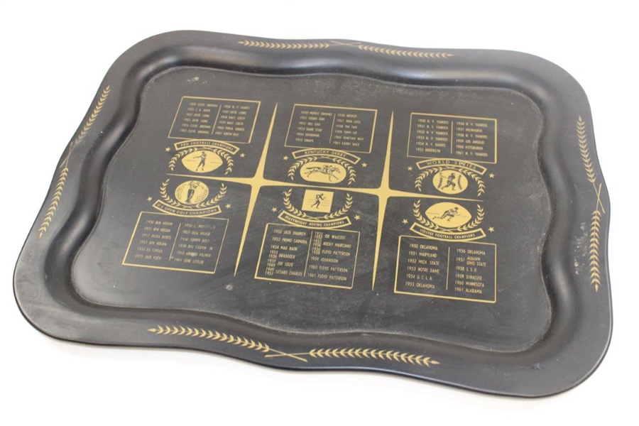 Vintage Set of Seven (7) Sports Themed Trays (1 Large & 6 Small)
