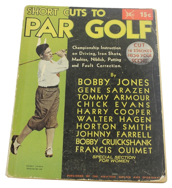Vintage 1931 Short Cuts to Par Golf Book by Bobby Jones, Sarazen, Armour, Evans, & others