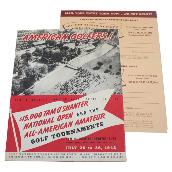 1942 $15k Tam O'Shanter & All-American Amateur Golf Tournament Invitation & Application Form