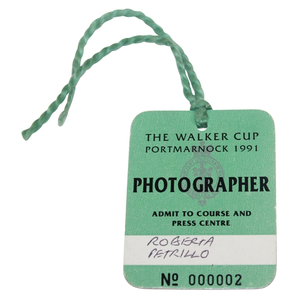1991 The Walker Cup at Portmarnock Photographer Badge #000002