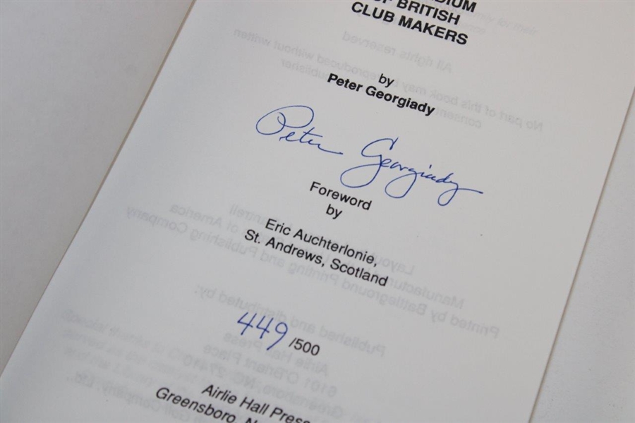 1994 'Compendium of British Club Makers' Ltd Ed Book #449/500 Signed by Author by Peter Georgiady