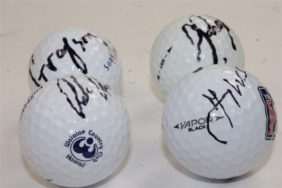 Gary Woodland, Tony Finau, Grayson Murray, & Adam Hadwin Signed Golf Balls JSA ALOA