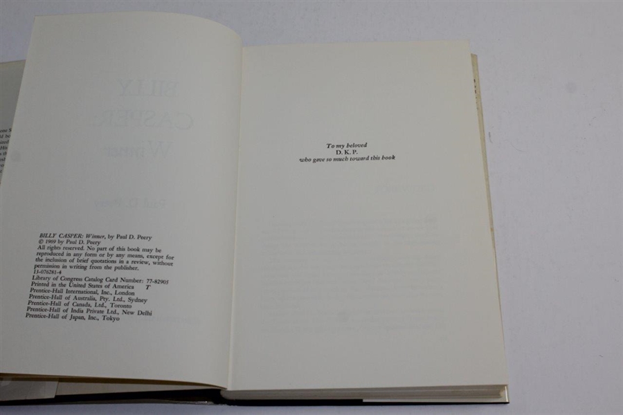 1969 'Billy Casper: Winner' Book  by Paul Peery in Dust Jacket