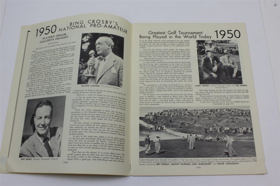 Jack Burke Signed 1950 Bing Crosby National Pro-Am Official Program JSA ALOA