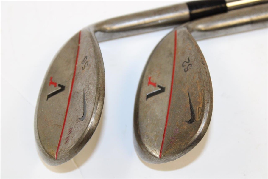 Michelle Wie's Personal Used Pair of Forged 52 & 56 Degree Nike Vr V10 Wedges with 'MW' Stamped on Head