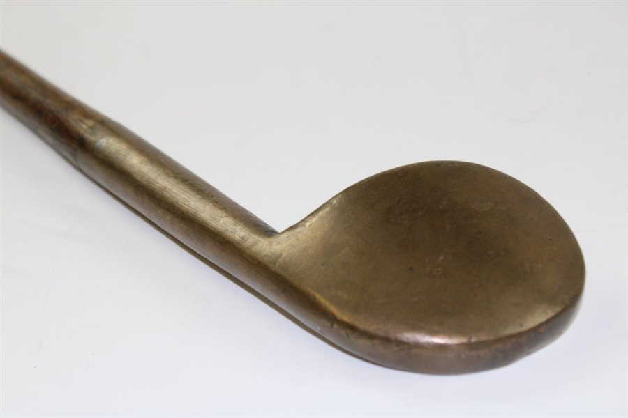 Mid-Late 1800's Brass Head Rut Iron with Deep Concave Face and D.S. Shaft Stamp - Attributed to David Strath