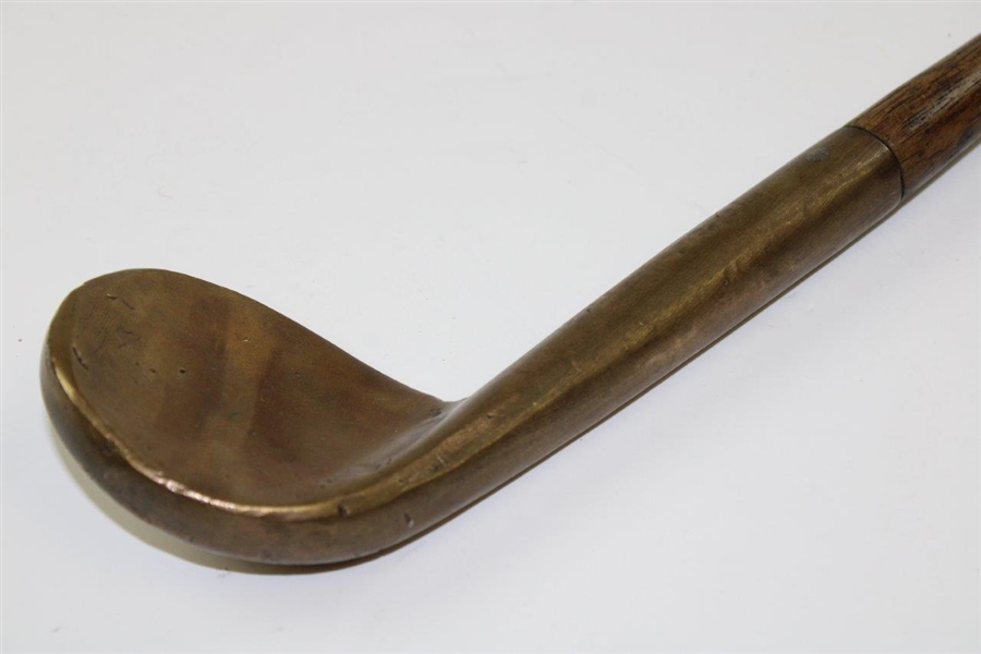 Mid-Late 1800's Brass Head Rut Iron with Deep Concave Face and D.S. Shaft Stamp - Attributed to David Strath