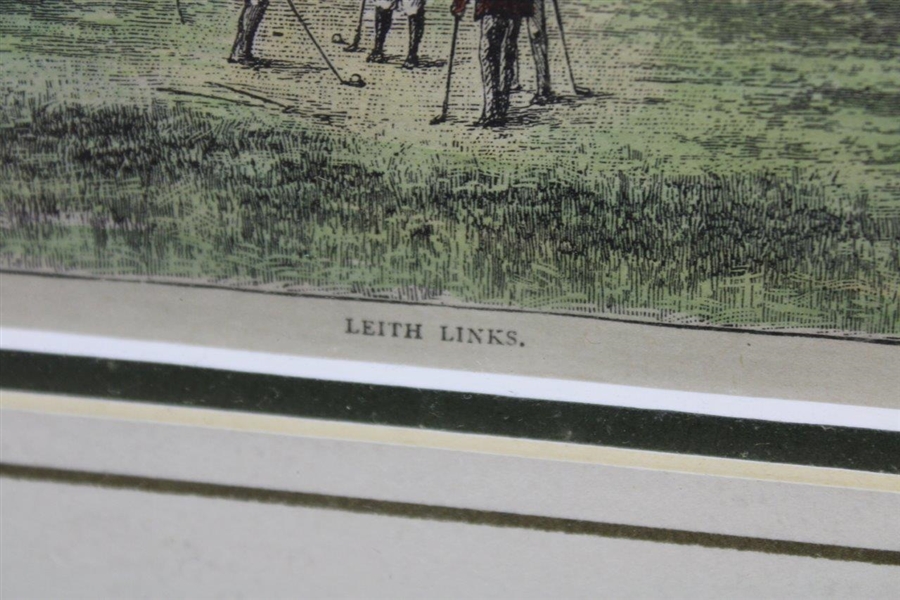 Circa 1880 Original Hand Colored Woodcut - Leith Links - Framed