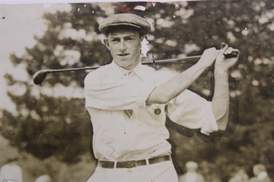 1928 Francis Ouimet Post-Swing 7 x 9 1/4 Wire Photo