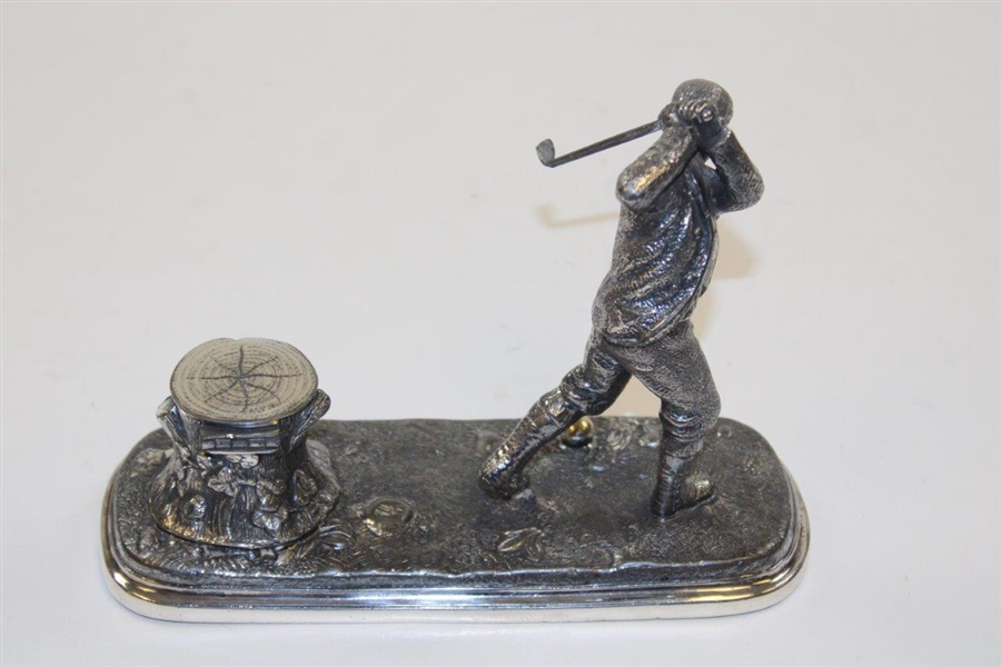 1905 Glasgow Northwestern Golf Club Captains Prize Tree Stump Inkwell 3rd Class Won by C. D. Mottram