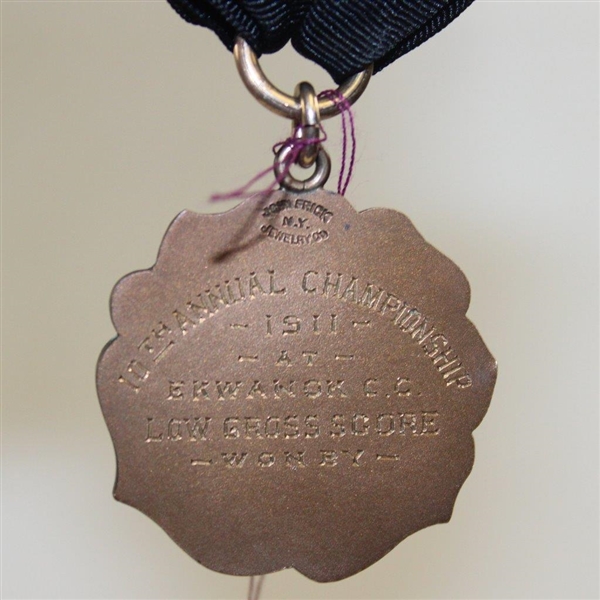 1911 Vermont State Golf Assoc. Championship at Ekwanok Low Gross Score Medal Won by W. W. Taylor