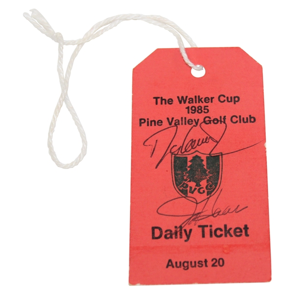 Davis Love III & Jay Haas Signed 1985 The Walker Cup at Pine Valley Golf Club Ticket #02069 JSA ALOA