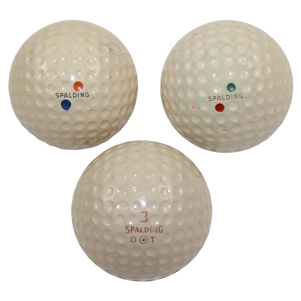 Three (3) Classic Dimple Golf Balls - Spalding Kro-Flite (x2) & Spalding Dot