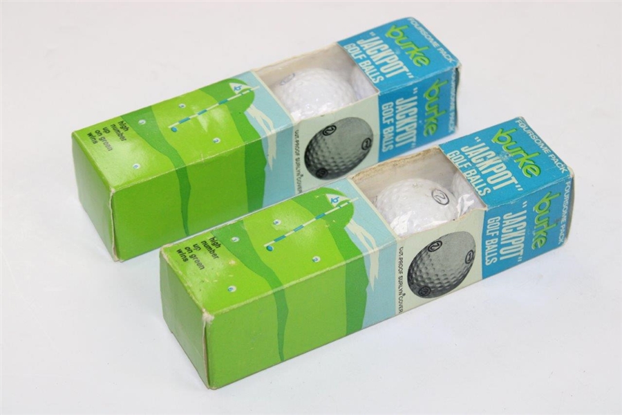 Two (2) Foursome Packs of Burke Jackpot Golf Balls in Original Sleeves