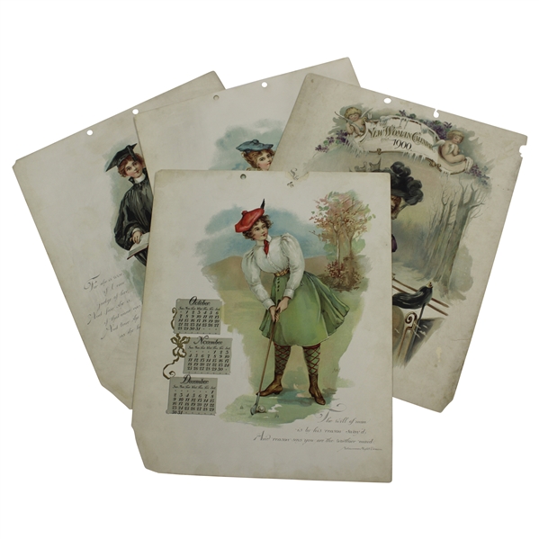 Four (4) The New Woman Calendar Sheets from 1900
