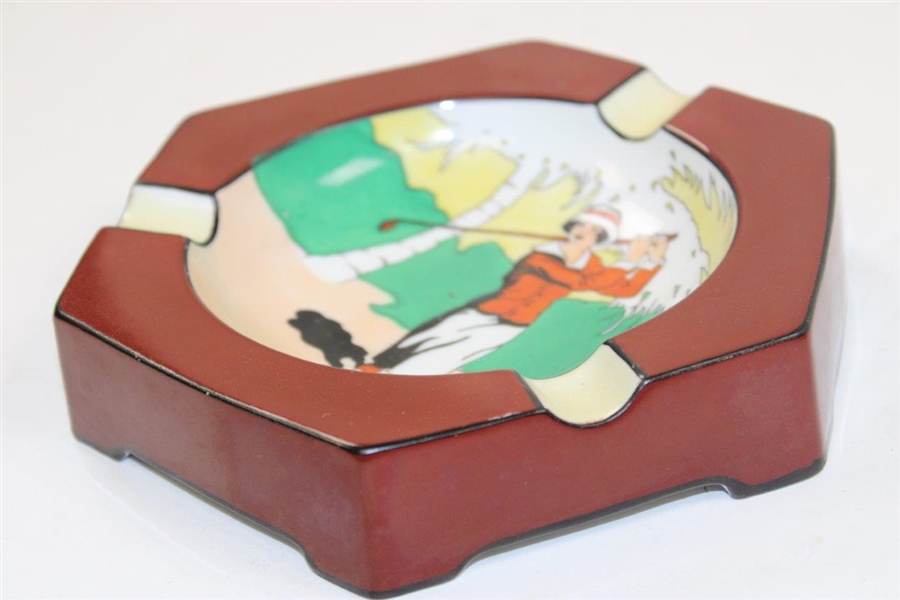 Noritake Hand-Painted Post-Swing Lady Golfer Ash Tray - Made in Japan