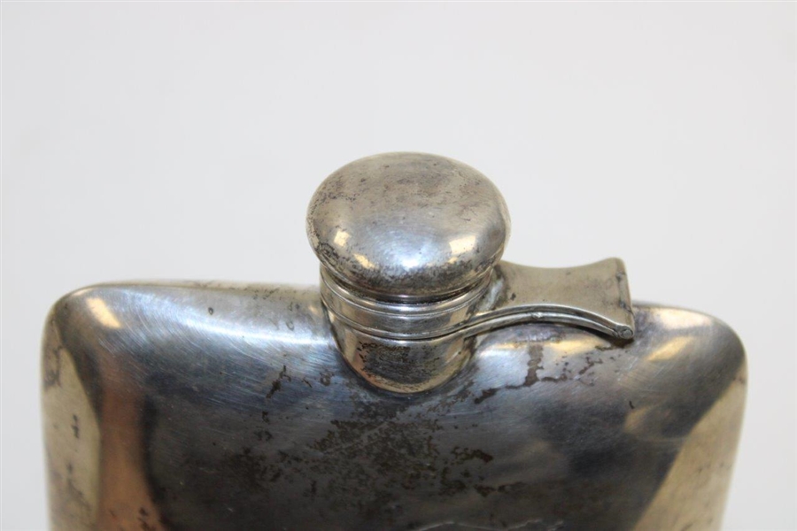 Vintage Sterling Silver Post-Swing Golfer Flask - 7/8 Pint