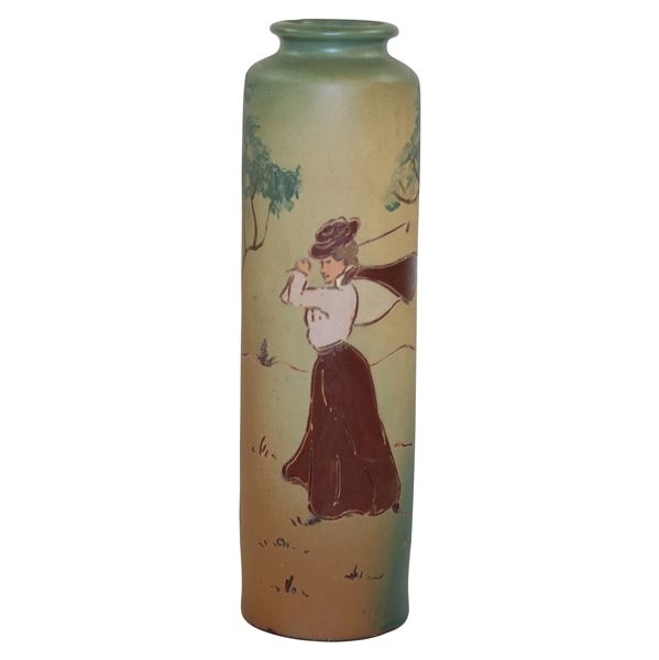 Weller Dickensware Lady Golfer Vase - Very Good Condition