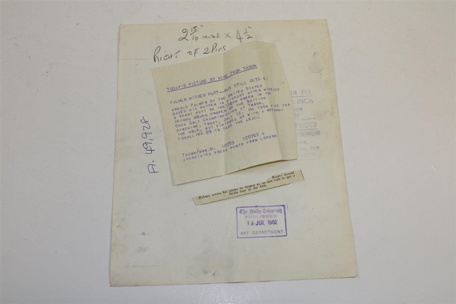 Arnold Palmer 7/13/62 Royal Troon Waving Putter Shot From Daily Telegram