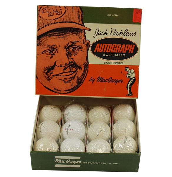 Vintage Dozen Jack Nicklaus Autograph Golf Balls by MacGregor in Original Box