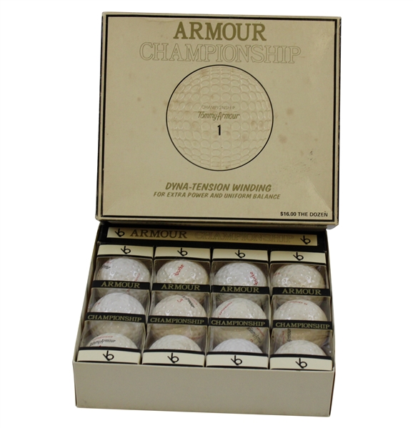 Vintage Dozen 'Tommy' Armour Championship Golf Balls in Original Box
