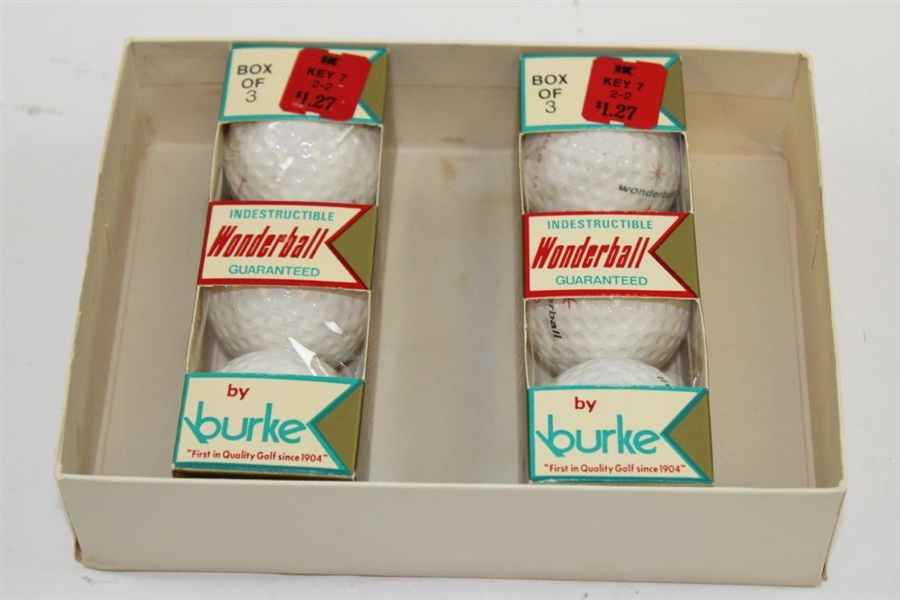 Vintage 1/2 Dozen Wonderball Golf Balls by Burke in Original Box - Two (2) Sleeves