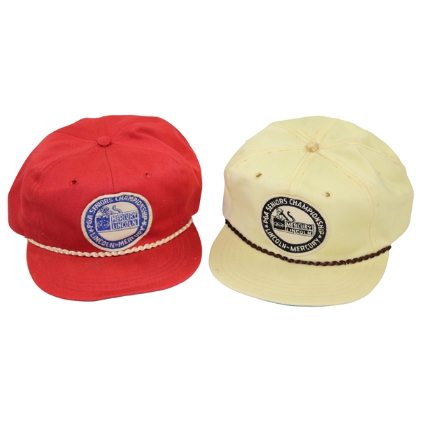 Two (2) Vintage PGA Seniors Mercury-Lincoln Derby Cap Hats