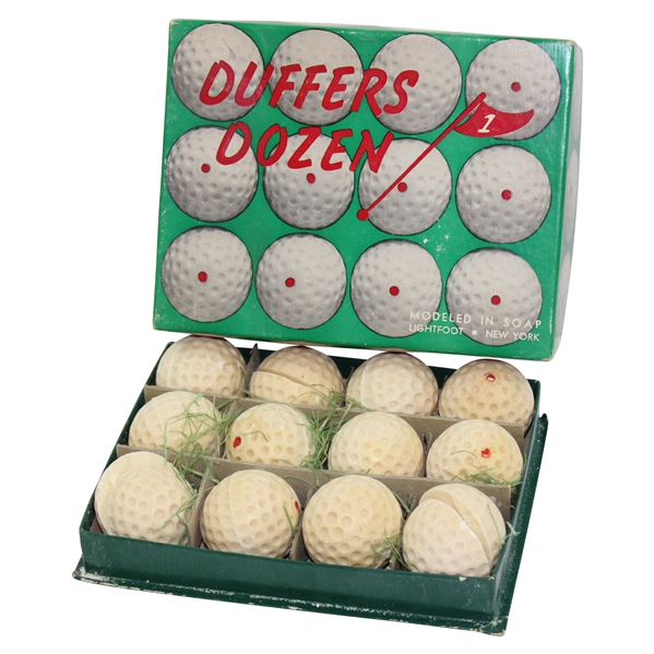 Vintage 'Duffers Dozen' 12 Modeled Soap Golf Balls in Original Box