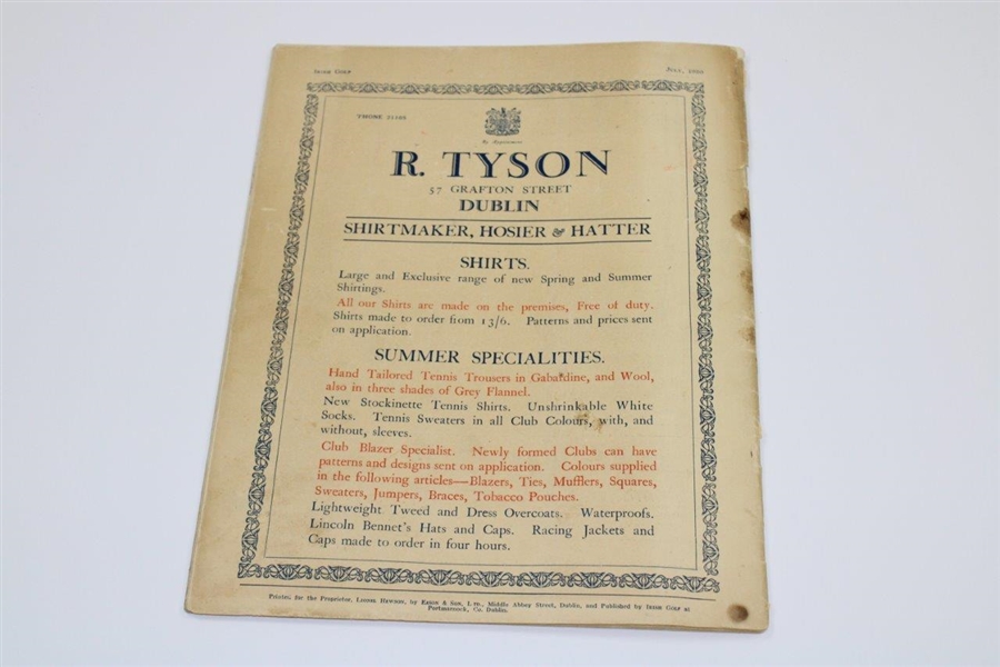 1930 Irish Golf Magazine with Content From Irish Open at Royal Portrush - July - Vol 7 No. 75