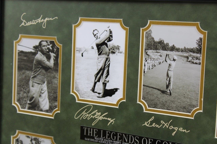 Legends of Golf Deluxe Display with Jones, Hagen, Hogan, Woods, Big 3, Snead, Nelson - Framed