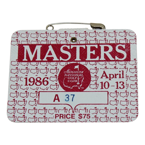1986 Masters Tournament SERIES Badge #A37 - Low Number - Jack Nicklaus 6th Masters Win