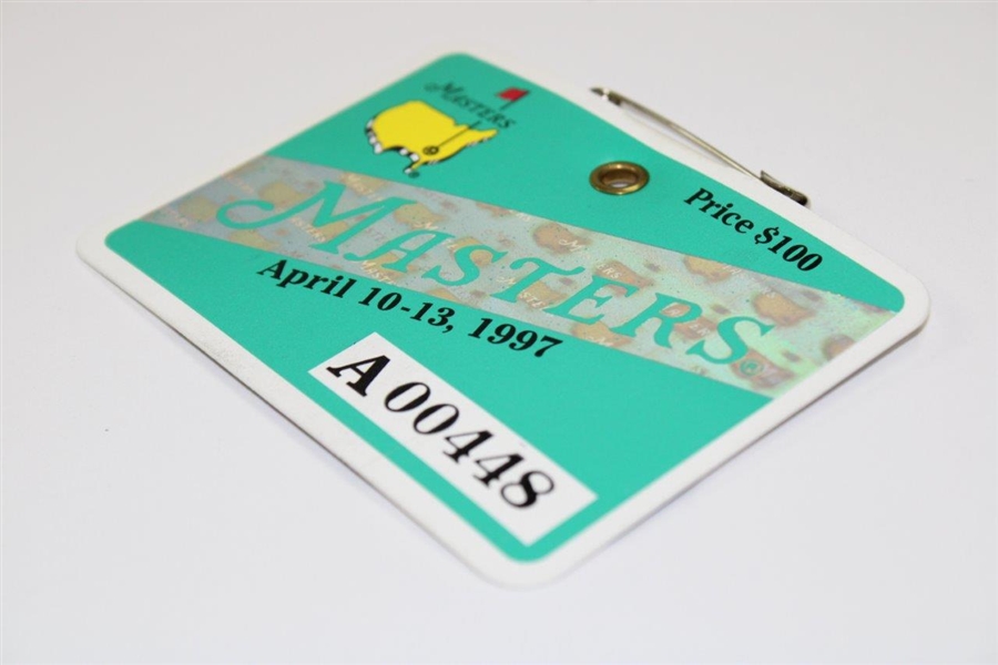 1997 Masters Tournament SERIES Badge # A00448 - Tiger Woods First Masters Win