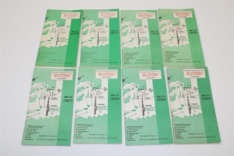 Ten (10) Masters Tournament Spectator Guides - Two from 1986!