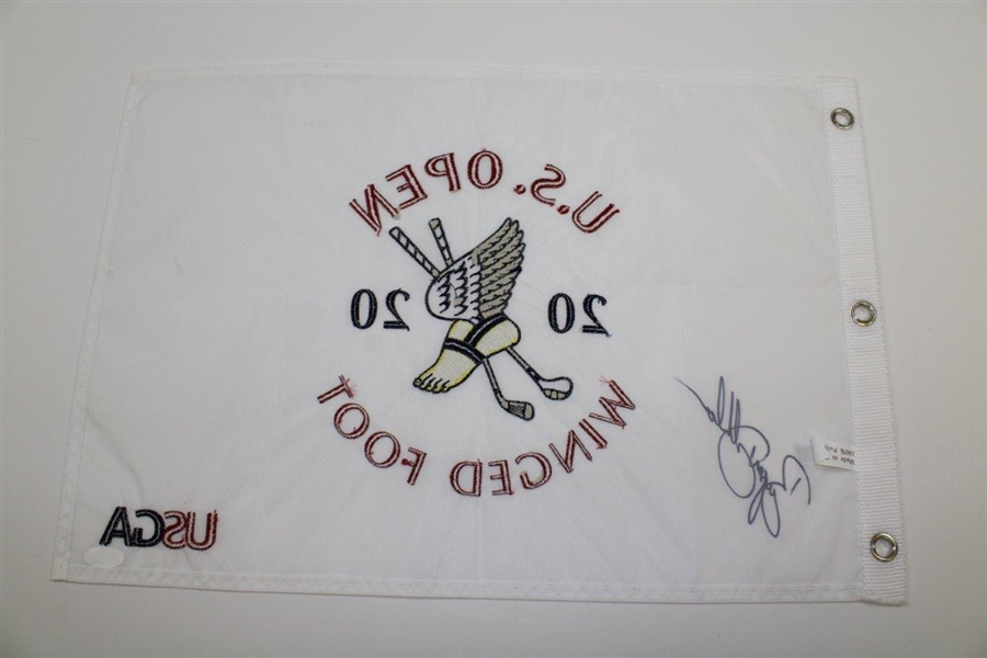 Bryson Dechambeau Signed 2020 US Open White Embroidered Flag JSA #QQ21767