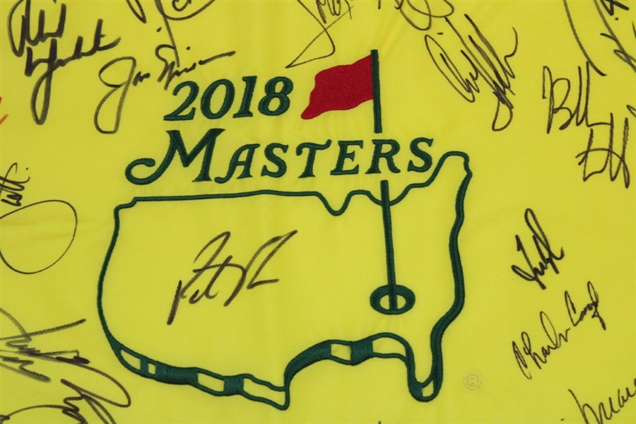 2018 Masters Champs Flag with 22 Inc. Nicklaus, Mickelson, Spieth with Champ Reed Center JSA ALOA