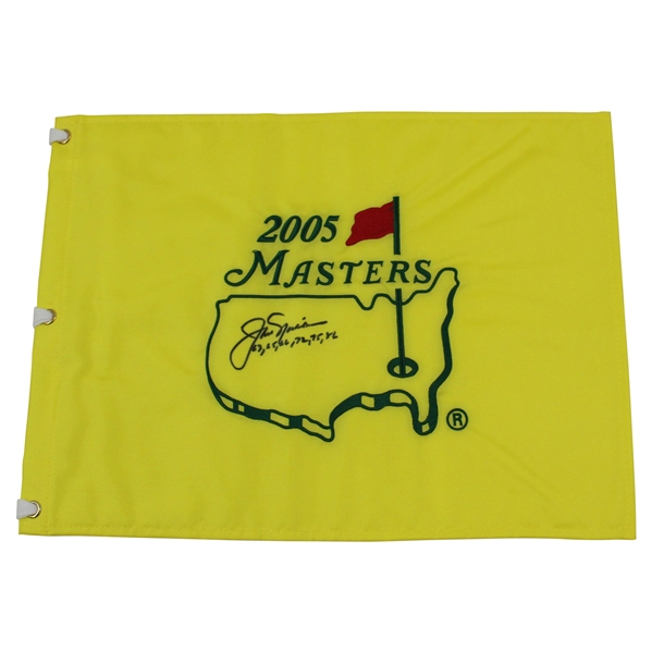 Jack Nicklaus Signed 2005 Masters Embroidered Flag with Years Won Notation JSA ALOA