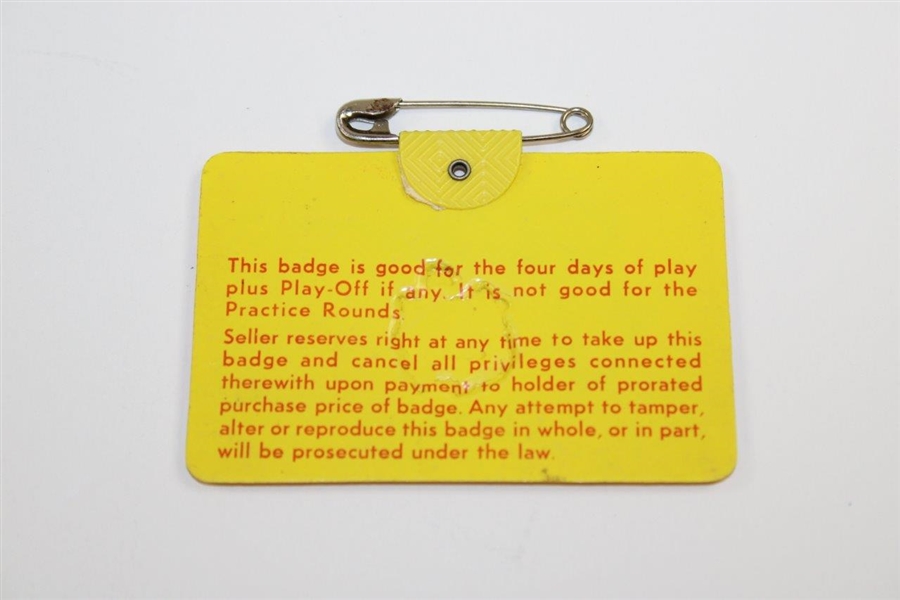 Jack Nicklaus Signed 1972 Masters Tournament SERIES Badge #28104 JSA ALOA