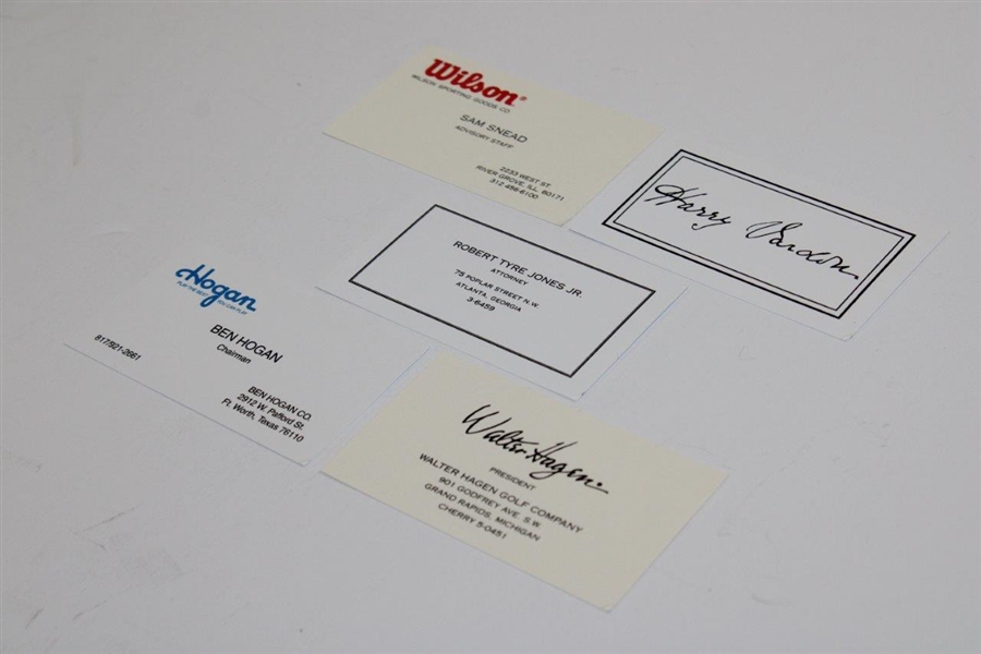 Five (5) Legends of Golf Replica Business Cards - Jones/Vardon/Snead/Hogan/Hagen