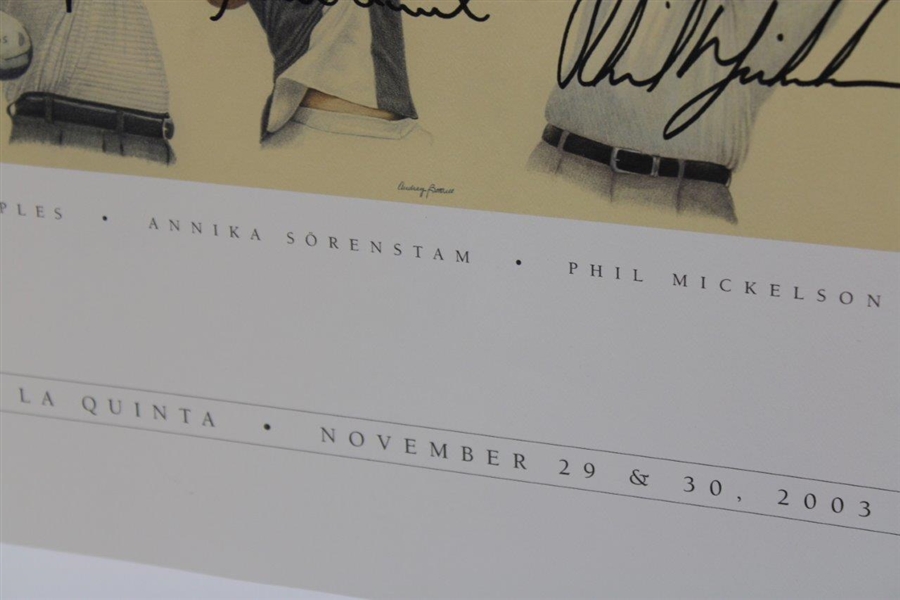 Phil Mickelson, O'Meara, Fred Couples, & Annika Sorenstam Signed 2003 Skins Poster JSA #B47375