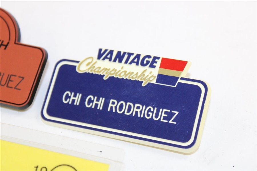 Chi-Chi Rodriguez's Personal Group of Three (3) ID Badges - Ameritech Senior Open, Vantage, & 1988 Seniors Classic