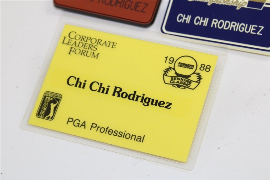 Chi-Chi Rodriguez's Personal Group of Three (3) ID Badges - Ameritech Senior Open, Vantage, & 1988 Seniors Classic