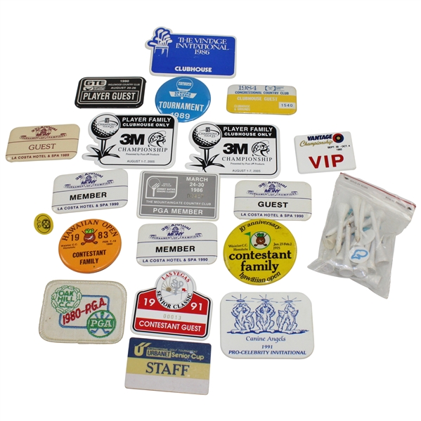Chi-Chi Rodriguez's Personal Group of Twenty (20) Misc. Contestant Badges, Staff, Family, VIP,Patch, & other