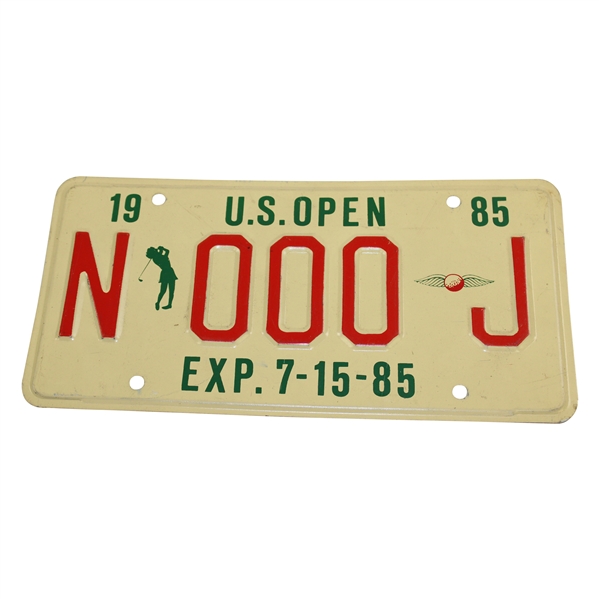 1985 US Open at Baltusrol 'N-000-J' New Jersey Courtesy License Plate - Exp 7.15.85