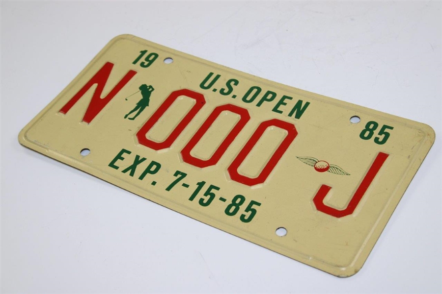 1985 US Open at Baltusrol 'N-000-J' New Jersey Courtesy License Plate - Exp 7.15.85