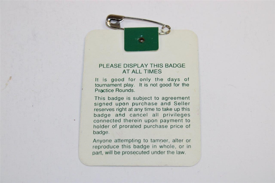 1991 Masters Tournament SERIES Badge #A09337