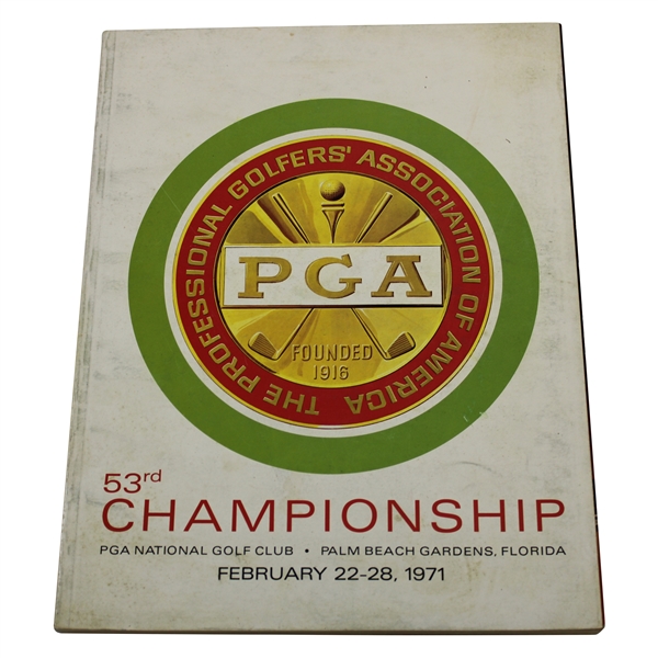 1971 PGA Championship at PGA National Golf Club Program - Jack Nicklaus Winner
