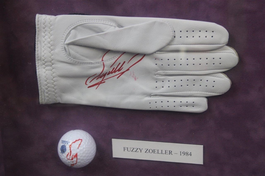 Ten (10) US Open Champs Signed Golf Balls/Gloves - Framed - Doug Sanders Collection JSA ALOA