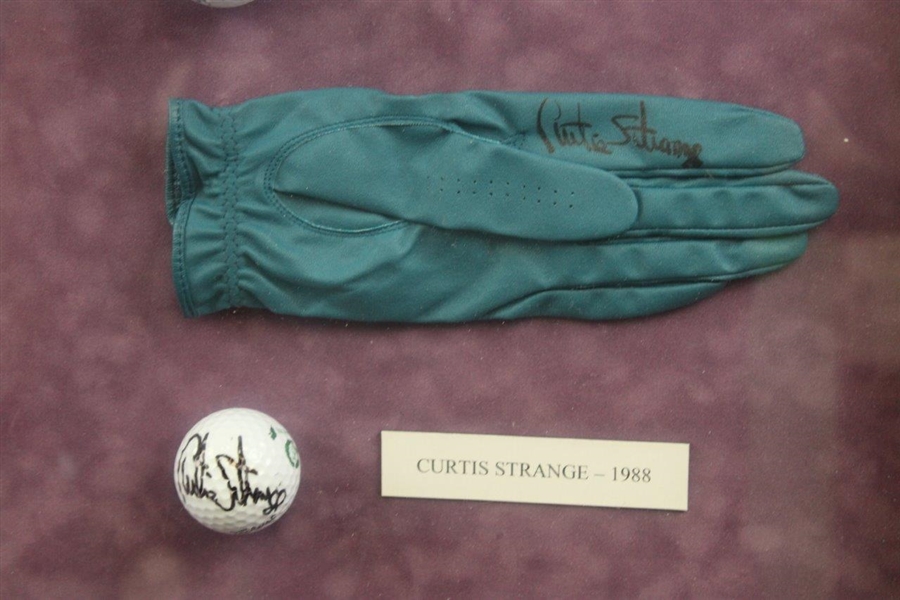 Ten (10) US Open Champs Signed Golf Balls/Gloves - Framed - Doug Sanders Collection JSA ALOA