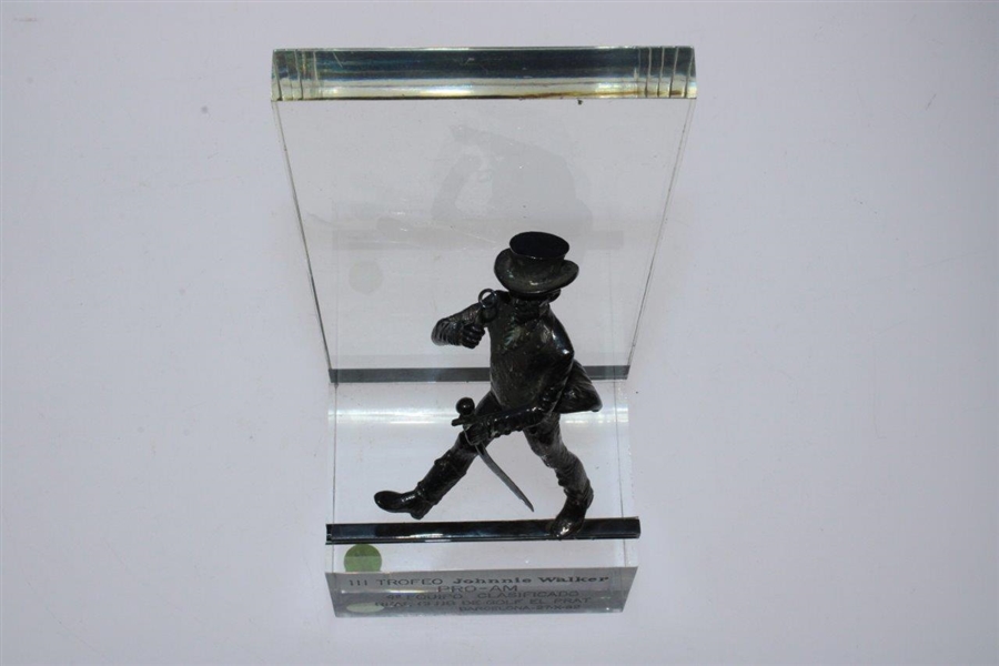 Gary Player's 1982 Trofeo Johnnie Walker Barcelona Pro-Am Glass Display Statue